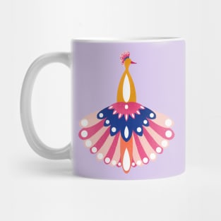 Art Deco style peacock - pink and yellow Mug